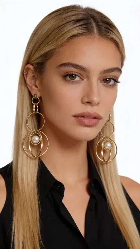 , Εντυπωσιακά μακριά σκουλαρίκια με πέρλες που συνδυάζουν την κομψότητα με την μοντέρνα αισθητική. Αυτά τα κρεμαστά statement σκουλαρίκια, σχεδιασμένα από την Ελληνίδα Σχεδιάστρια Κοσμημάτων Αικατερίνη Χαλκιαδάκη, αποτελούν την ιδανική επιλογή για να δημιουργήσετε ένα αξέχαστο look.
Τα σκουλαρίκια διαθέτουν έναν πρωτότυπο σχεδιασμό με κρίκους σε χρυσό χρώμα που δημιουργούν μια κομψή κίνηση, ενώ οι λευκές πέρλες προσθέτουν μια νότα κλασικής κομψότητας. Η εντυπωσιακή τους μορφή και το μήκος τους τα κάνουν ιδανικά για ιδιαίτερες εμφανίσεις, γάμους και επίσημες εκδηλώσεις.
Η χειροποίητη κατασκευή και η προσεκτική επιλογή των υλικών εξασφαλίζουν ανώτερη ποιότητα και αντοχή. Αυτά τα μοντέρνα κρεμαστά σκουλαρίκια συνδυάζονται άψογα με evening looks και μπορούν να μεταμορφώσουν ακόμη και την πιο απλή εμφάνιση.
Φυλάσσετε σε στεγνό μέρος και καθαρίζετε με μαλακό πανί για να διατηρήσετε τη λάμψη τους.