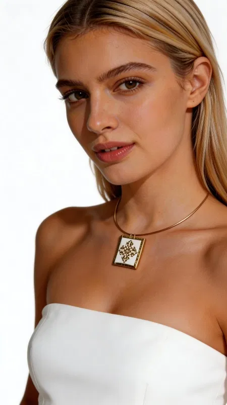 , Κολιέ κεντητό άσπρο με γεωμετρικά σχέδια που συνδυάζει την παραδοσιακή τέχνη του κεντήματος με τη σύγχρονη αισθητική. Αυτό το εντυπωσιακό statement κολιέ, σχεδιασμένο από την Ελληνίδα Σχεδιάστρια Κοσμημάτων Αικατερίνη Χαλκιαδάκη, φέρει λεπτομερή γεωμετρικά μοτίβα κεντημένα με χρυσοκλωστή σε άσπρη βάση. Το χειροποίητο κολιέ διαθέτει τετράγωνο κεντητό στοιχείο που αποτελεί το κεντρικό σημείο του σχεδιασμού, δημιουργώντας έναν εκλεπτυσμένο συνδυασμό μίνιμαλ γραμμών και παραδοσιακής τεχνικής. Η χρυσή αλυσίδα από ορείχαλκο προσδίδει σύγχρονη πινελιά, ενώ το άσπρο χρώμα καθιστά το κολιέ ιδανικό για καθημερινές και ειδικές εμφανίσεις. Το μοναδικό αυτό κόσμημα αποτελεί τέλεια επιλογή για layering με άλλα κολιέ ή μπορεί να φορεθεί μόνο του ως statement αξεσουάρ. Συνδυάζεται υπέροχα με λευκά, μπεζ και χρυσαφί χρώματα, προσφέροντας ευελιξία στο styling. Υλικό: Ορείχαλκος, Ύφασμα Φροντίστε το κολιέ σας αποθηκεύοντάς το σε στεγνό μέρος και καθαρίζοντάς το απαλά με μαλακό πανί.