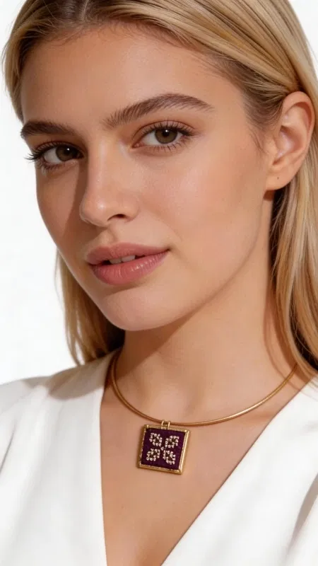 Ανακαλύψτε την τέχνη της παραδοσιακής κεντητικής σε ένα εντυπωσιακό κολιέ που συνδυάζει τη λαϊκή παράδοση με τη σύγχρονη αισθητική. Αυτό το μοναδικό κολιέ κεντητό σε έντονο μπορντό χρώμα είναι σχεδιασμένο από την Ελληνίδα Σχεδιάστρια Κοσμημάτων Αικατερίνη Χαλκιαδάκη και αποτελεί την τέλεια επιλογή για γυναίκες που αγαπούν τα χειροποίητα κοσμήματα με ιστορία. Το statement κολιέ διακοσμείται με περίτεχνα γεωμετρικά σχέδια κεντημένα με χρυσοκλωστή σε βάση από υψηλής ποιότητας ύφασμα εταμίν. Η τετράγωνη φόρμα του κρεμαστού δημιουργεί ένα εντυπωσιακό statement κομμάτι που συμπληρώνει τόσο τα καθημερινά όσο και τα πιο επίσημα outfits. Το χρυσό κολάρο από ορείχαλκο προσδίδει πολυτελή αισθητική και εξασφαλίζει άνετη εφαρμογή. Ιδανικό για layering με άλλα κολιέ ή ως αυτόνομο statement κομμάτι. Συντηρήστε το σε στεγνό μέρος και αποφύγετε την επαφή με υγρασία για μεγαλύτερη διάρκεια ζωής. Υλικό: Ορείχαλκος, Ύφασμα