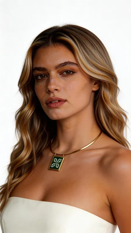 , Ανακαλύψτε τη μαγεία του παραδοσιακού κεντήματος με αυτό το εντυπωσιακό κολιέ κεντητό πράσινο που συνδυάζει την τέχνη του folklore με τη σύγχρονη αισθητική. Σχεδιασμένο από την Ελληνίδα Σχεδιάστρια Κοσμημάτων Αικατερίνη Χαλκιαδάκη, το κόσμημα αυτό αποτελεί ένα μοναδικό statement piece που θα σας ξεχωρίσει. Το τετράγωνο κεντητό μενταγιόν διακοσμείται με γεωμετρικά σχέδια σε αποχρώσεις του πράσινου και του λευκού, δημιουργημένα με χρυσοκλωστή που προσδίδει λάμψη και κομψότητα. Η τεχνική του κεντήματος σε εταμίν δίνει στο κολιέ μια μοναδική υφή και χρώμα που θυμίζει τα παραδοσιακά ελληνικά κεντήματα. Το χρυσό αλυσιδάκι από ορείχαλκο συμπληρώνει τέλεια το σχέδιο, δημιουργώντας μια αρμονική σύνθεση. Αυτό το χειροποίητο κολιέ είναι ιδανικό για καθημερινή ή βραδινή εμφάνιση, προσδίδοντας έναν ethnic και bohemian χαρακτήρα στο στιλ σας. Συνδυάζεται τέλεια με λευκά, μπεζ ή earth tones ρούχα. Υλικό: Ορείχαλκος, Ύφασμα Φροντίστε το κολιέ σας αποθηκεύοντάς το σε στεγνό χώρο και αποφεύγοντας την επαφή με νερό και χημικά.