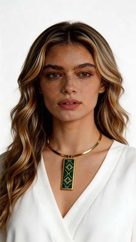 Ανακαλύψτε την τέλεια ισορροπία μεταξύ παραδοσιακής τέχνης και σύγχρονου στυλ με αυτό το εντυπωσιακό κεντητό κολιέ σε πράσινες αποχρώσεις. Σχεδιασμένο από την Ελληνίδα Σχεδιάστρια Κοσμημάτων Αικατερίνη Χαλκιαδάκη, αυτό το χειροποίητο κόσμημα συνδυάζει γεωμετρικά σχέδια με χρυσοκλωστή για ένα μοναδικό αποτέλεσμα που ξεχωρίζει. Η ιδιαίτερη τεχνική κεντήματος σε εταμίν δημιουργεί έναν εκλεπτυσμένο συνδυασμό πράσινων τόνων που λαμπυρίζουν χάρη στη χρυσοκλωστή. Το κολιέ ολοκληρώνεται με ορείχαλκο που προσδίδει μια vintage πινελιά και εξασφαλίζει ανθεκτικότητα. Το statement design του το καθιστά ιδανικό για ιδιαίτερες περιστάσεις αλλά και για την καθημερινότητα όταν θέλετε να προσθέσετε χρώμα και στυλ στο look σας. Υλικό: Ορείχαλκος, Ύφασμα Συμπληρώστε το με άλλα κοσμήματα της ίδιας συλλογής για μια ολοκληρωμένη εμφάνιση. Φυλάξτε το σε στεγνό μέρος μακριά από άμεση ηλιακή ακτινοβολία για να διατηρηθούν τα χρώματα του.