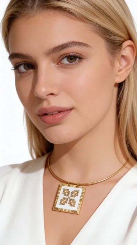 Ένα εντυπωσιακό κεντητό κολιέ που συνδυάζει την παραδοσιακή τέχνη του κεντήματος με τη σύγχρονη κοσμηματοποιία. Σχεδιασμένο από την Ελληνίδα Σχεδιάστρια Κοσμημάτων Αικατερίνη Χαλκιαδάκη, αυτό το μοναδικό χειροποίητο κολιέ παρουσιάζει γεωμετρικά σχέδια σε λευκό ετάμιν με χρυσή κλωστή που δημιουργούν έναν εκλεπτυσμένο συνδυασμό χρωμάτων.
Το κολιέ διαθέτει τετράγωνο κεντητό στοιχείο με παραδοσιακά μοτίβα που θυμίζουν ελληνικούς λαϊκούς θησαυρούς, ενώ η ορειχάλκινη αλυσίδα προσφέρει άνεση και στυλ. Η λεπτομερής δουλειά του κεντήματος αναδεικνύει την κομψότητα κάθε outfit, είτε πρόκειται για καθημερινό είτε για βραδινό look. Ιδανικό για layering με άλλα κολιέ ή μόνο του ως statement κόσμημα.
Φροντίστε το κολιέ σας αποθηκεύοντάς το σε στεγνό χώρο μακριά από χημικά και αποφεύγοντας την επαφή με νερό για να διατηρήσει τη λάμψη του.