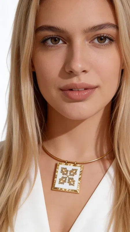 , Ένα εντυπωσιακό κεντητό κολιέ που συνδυάζει την παραδοσιακή τέχνη του κεντήματος με τη σύγχρονη κοσμηματοποιία. Σχεδιασμένο από την Ελληνίδα Σχεδιάστρια Κοσμημάτων Αικατερίνη Χαλκιαδάκη, αυτό το μοναδικό χειροποίητο κολιέ παρουσιάζει γεωμετρικά σχέδια σε λευκό ετάμιν με χρυσή κλωστή που δημιουργούν έναν εκλεπτυσμένο συνδυασμό χρωμάτων.
Το κολιέ διαθέτει τετράγωνο κεντητό στοιχείο με παραδοσιακά μοτίβα που θυμίζουν ελληνικούς λαϊκούς θησαυρούς, ενώ η ορειχάλκινη αλυσίδα προσφέρει άνεση και στυλ. Η λεπτομερής δουλειά του κεντήματος αναδεικνύει την κομψότητα κάθε outfit, είτε πρόκειται για καθημερινό είτε για βραδινό look. Ιδανικό για layering με άλλα κολιέ ή μόνο του ως statement κόσμημα.
Φροντίστε το κολιέ σας αποθηκεύοντάς το σε στεγνό χώρο μακριά από χημικά και αποφεύγοντας την επαφή με νερό για να διατηρήσει τη λάμψη του.
