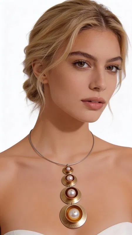 , Ανακαλύψτε τη μαγεία του μεγάλου γυναικείου κολιέ μακρύ με πέρλες, ένα εντυπωσιακό χειροποίητο κόσμημα που συνδυάζει την κλασική κομψότητα με τη μοντέρνα αισθητική. Σχεδιασμένο από την Ελληνίδα Σχεδιάστρια Κοσμημάτων Αικατερίνη Χαλκιαδάκη, αυτό το statement κολιέ μεταμορφώνει κάθε εμφάνιση σε μια υπόθεση στυλ.
Το μοναδικό σχέδιο παρουσιάζει πέντε κυκλικούς δίσκους από ορείχαλκο σε χρυσή απόχρωση, που μειώνονται προοδευτικά σε μέγεθος και φιλοξενούν λευκές πέρλες διαφορετικών διαστάσεων. Η γεωμετρική διάταξη δημιουργεί ένα εντυπωσιακό οπτικό αποτέλεσμα που προσελκύει το βλέμμα, ενώ το λεπτό metal wire καλώδιο εξασφαλίζει άνετη εφαρμογή.
Αυτό το μακρύ κολιέ με μαργαριτάρια είναι ιδανικό για βραδινές εμφανίσεις, ειδικές περιστάσεις ή για να προσθέσετε μια δόση κομψότητας στην καθημερινή σας εμφάνιση. Συνδυάζεται τέλεια με μονόχρωμα outfits και προσφέρει endless layering δυνατότητες.