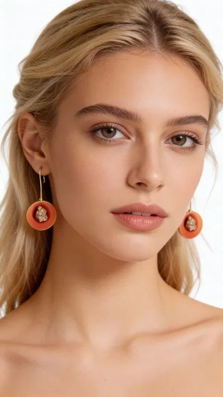 , Ανακαλύψτε τη μοναδική ομορφιά αυτών των κρεμαστών σκουλαρικιών με πυρίτη σε εντυπωσιακό χρώμα σομόν, σχεδιασμένα από την Ελληνίδα Σχεδιάστρια Κοσμημάτων Αικατερίνη Χαλκιαδάκη. Τα χειροποίητα σκουλαρίκια αυτά συνδυάζουν άψογα την πορτοκαλί απόχρωση με τη φυσική λάμψη του σιδηροπυρίτη, δημιουργώντας ένα κόσμημα που ξεχωρίζει.
Κάθε σκουλαρίκι διαθέτει στρογγυλό σχήμα με κεντρική τοποθέτηση πυρίτη, ενώ η ορείχαλκος βάση προσφέρει ανθεκτικότητα και χρώμα που δεν ξεθωριάζει. Το μικρό τους μέγεθος τα καθιστά ιδανικά για καθημερινή χρήση, ενώ η εντυπωσιακή εμφάνισή τους τα κάνει κατάλληλα και για ειδικές περιστάσεις. Η θερμή πορτοκαλί απόχρωση ταιριάζει τέλεια με φθινοπωρινά ντυσίματα αλλά και με καλοκαιρινές εμφανίσεις.