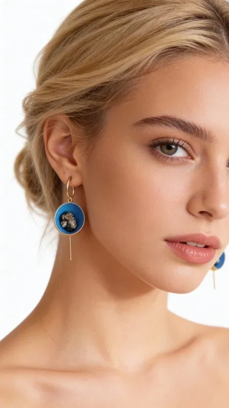 , Ανακαλύψτε τη μαγεία των κρεμαστών σκουλαρικιών με πυρίτη μπλε, ένα εντυπωσιακό κόσμημα που συνδυάζει τη φυσική ομορφιά του σιδηροπυρίτη με τη σύγχρονη ελληνική δημιουργία. Σχεδιασμένο από την Ελληνίδα Σχεδιάστρια Κοσμημάτων Αικατερίνη Χαλκιαδάκη, αυτό το χειροποίητο κόσμημα αποτελεί την τέλεια επιλογή για τη γυναίκα που αναζητά μοναδικότητα και στυλ.
Κάθε σκουλαρίκι διαθέτει έναν εντυπωσιακό ωοειδή σιδηροπυρίτη σε υπέροχο γαλάζιο χρώμα με χρυσαφένιες ανταύγειες, που δημιουργεί ένα μαγευτικό παιχνίδι φωτός. Ο συνδυασμός του ματ μπλε με το χρώμα κιμωλίας και τον ορείχαλκο προσφέρει μια σύγχρονη αισθητική που ταιριάζει τόσο σε καθημερινές όσο και σε επίσημες εμφανίσεις.
Τα καρφωτά σκουλαρίκια έχουν ελαφρύ βάρος και άνετη εφαρμογή, ενώ το μήκος τους προσθέτει κίνηση και κομψότητα σε κάθε outfit. Ιδανικά για γάμους, βραδινές εξόδους ή ως statement κόσμημα για καθημερινή χρήση.