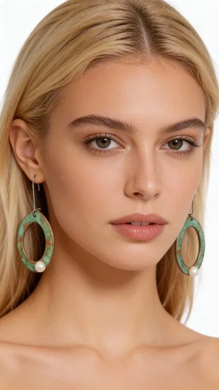, Ανακαλύψτε τη μαγεία των μεγάλων κρεμαστών σκουλαρικιών κρίκων με μαργαριτάρια που συνδυάζουν τη vintage αισθητική με τη σύγχρονη κομψότητα. Κάθε κομμάτι είναι χειροποίητο και σχεδιασμένο από την Ελληνίδα Σχεδιάστρια Κοσμημάτων Αικατερίνη Χαλκιαδάκη, προσφέροντας μια μοναδική πρόταση στυλ.
Τα εντυπωσιακά αυτά σκουλαρίκια διακρίνονται από τους οβάλ χάλκινους κρίκους με την πανέμορφη πράσινη πατίνα που δημιουργεί έναν vintage χαρακτήρα. Κάθε κρίκος φέρει μία λευκή πέρλα που προσθέτει κομψότητα και φωτεινότητα στο σχέδιο. Η αντίθεση μεταξύ του ζεστού χαλκού και των λευκών μαργαριταριών δημιουργεί έναν εξαιρετικό συνδυασμό χρωμάτων.
Τα μακριά κρεμαστά σκουλαρίκια είναι ιδανικά για γάμους, βραδινές εξόδους ή κάθε στιγμή που θέλετε να ξεχωρίσετε. Η ελαφριά κατασκευή τους εξασφαλίζει άνετη χρήση όλη την ημέρα. Φυλάσσετε σε στεγνό μέρος και καθαρίζετε απαλά με μαλακό πανί.