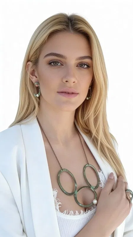 Ενα εντυπωσιακό μεγάλο γυναικείο κολιέ με μαργαριτάρι που συνδυάζει τη μοναδικότητα του χειροποίητου σχεδιασμού με την κομψότητα του οξειδωμένου χαλκού. Αυτό το statement κολιέ, σχεδιασμένο από την Αικατερίνη Χαλκιαδάκη, αποτελεί τη τέλεια επιλογή για γυναίκες που αναζητούν ένα ιδιαίτερο κόσμημα που θα τραβά τα βλέμματα.
Το μακρύ κολιέ διαθέτει τρεις μεγάλους κυκλικούς κρίκους από χαλκό με πράσινο patina φινίρισμα που δημιουργεί μια vintage αισθητική. Ένα φυσικό μαργαριτάρι κοσμεί έναν από τους κρίκους, προσθέτοντας λάμψη και κομψότητα στο σύνολο. Η μοναδική εμφάνιση του οξειδωμένου χαλκού καθιστά κάθε κολιέ μοναδικό, καθώς το patina αναπτύσσεται φυσικά με τον χρόνο.
Ιδανικό για layering με άλλα κοσμήματα ή ως αυτοτελές statement piece, αυτό το εντυπωσιακό κολιέ προσθέτει μια καλλιτεχνική πινελιά σε κάθε outfit. Η χειροποίητη κατασκευή εγγυάται την ποιότητα και τη μοναδικότητα του ελληνικού κοσμήματος.