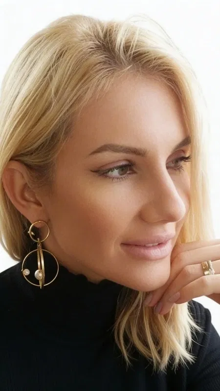 , Ανακαλύψτε τη μαγεία των τρισδιάστατων statement σκουλαρικιών που αναδεικνύουν τη θηλυκότητά σας με εντυπωσιακό τρόπο. Αυτά τα μοναδικά χειροποίητα κρεμαστά σκουλαρίκια κρίκοι από ορείχαλκο, σχεδιασμένα από την Ελληνίδα Σχεδιάστρια Κοσμημάτων Αικατερίνη Χαλκιαδάκη, συνδυάζουν τη μοντέρνα αισθητική με την κλασική κομψότητα των πέρλων.
Το καινοτόμο γεωμετρικό design περιλαμβάνει ένα σύστημα από χρυσούς κρίκους που δημιουργούν εκπληκτικό οπτικό εφέ, ενώ οι φυσικές πέρλες προσθέτουν αίσθηση πολυτέλειας. Κάθε σκουλαρίκι διαθέτει δύο επίπεδα κρίκων με κάθετη μπάρα που δημιουργεί τρισδιάστατη δομή, ιδανική για όσες αγαπούν τα εντυπωσιακά accessories.
Αυτά τα μεγάλα σκουλαρίκια είναι η τέλεια επιλογή για νυφικά look, βραδινές εξόδους ή οποιαδήποτε στιγμή θέλετε να ξεχωρίσετε. Η χρυσή απόχρωση του ορείχαλκου ταιριάζει με όλους τους τόνους δέρματος και συνδυάζεται εύκολα με οποιοδήποτε στυλ ντυσίματος.