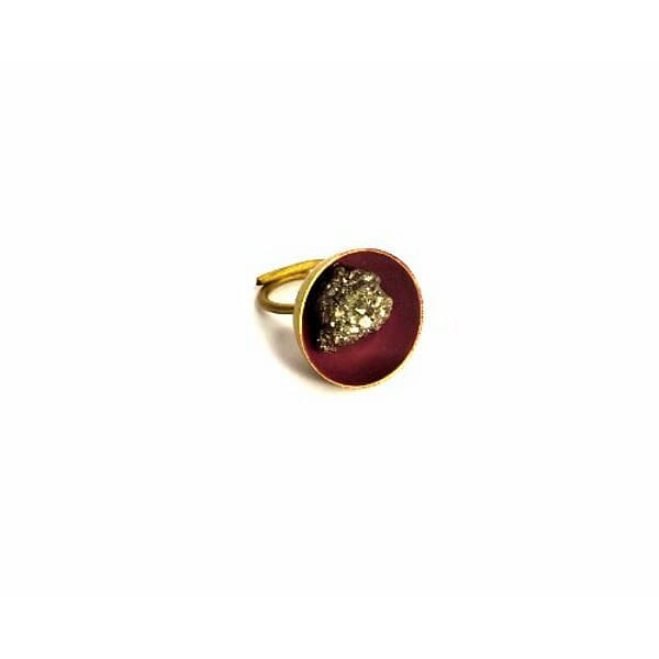 Δαχτυλίδι γυναικείο με πυρίτη medium μπορντό - 10989,Βρείτε μοναδικά χειροποίητα κοσμήματα και το χειροποίητο μπορντό γυναικείο δαχτυλίδι με πυρίτη medium - 10989 στο candiashop.gr - Unique Handmade Jewelry for Women