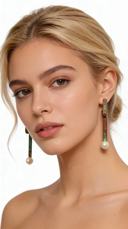 , Αυτά τα εντυπωσιακά χειροποίητα σκουλαρίκια καρφωτά με μαργαριτάρια συνδυάζουν την κλασική κομψότητα με τη σύγχρονη αισθητική. Σχεδιασμένα από την Ελληνίδα Σχεδιάστρια Κοσμημάτων Αικατερίνη Χαλκιαδάκη, αποτελούν έναν ιδανικό συνδυασμό τέχνης και στυλ που ανανεώνει κάθε εμφάνιση.
Η μοναδική geometric σιλουέτα με την πράσινη πατίνα δημιουργεί μια vintage αισθητική που ξεχωρίζει, ενώ οι λευκές πέρλες στο κάτω μέρος προσδίδουν κλασική χάρη. Ο χαλκός έχει υποστεί ειδική επεξεργασία που δημιουργεί τον χαρακτηριστικό πράσινο χρωματισμό, δίνοντας σε κάθε κόσμημα μια ξεχωριστή προσωπικότητα.
Αυτά τα κρεμαστά σκουλαρίκια είναι ιδανικά για γυναίκες που αγαπούν τα statement κοσμήματα με χαρακτήρα. Η εργονομική τους σχεδίαση εξασφαλίζει άνεση καθ' όλη τη διάρκεια της ημέρας, ενώ η ποιότητα κατασκευής εγγυάται αντοχή και διάρκεια.