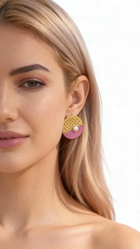 , Ανακαλύψτε τη μαγεία των χρωμάτων με αυτά τα εντυπωσιακά σκουλαρίκια κρίκοι που συνδυάζουν το ζεστό χρυσό με το παιχνιδιάρικο ροζ, σχεδιασμένα από την Ελληνίδα Σχεδιάστρια Κοσμημάτων Αικατερίνη Χαλκιαδάκη. Κάθε κομμάτι διακοσμείται με λεπτές τρύπες που δημιουργούν ένα μοντέρνο geometric pattern, ενώ οι φυσικές πέρλες προσθέτουν μια νότα κομψότητας.
Αυτά τα χειροποίητα σκουλαρίκια από ορείχαλκο αποτελούν την ιδανική επιλογή για γυναίκες που αγαπούν τα statement κοσμήματα με contemporary αισθητική. Ο συνδυασμός των ζωντανών χρωμάτων τα καθιστά τέλεια για καλοκαιρινά look, ενώ η κλασική φόρμα των κρίκων εξασφαλίζει διαχρονική απήχηση.
Το ασύμμετρο design με τους διχρωμικούς κρίκους δημιουργεί visual interest και προσθέτει μια πινελιά playful elegance στην εμφάνισή σας. Ιδανικά για καθημερινό styling αλλά και για ειδικές εξόδους που θέλετε να ξεχωρίσετε. Αποφύγετε την επαφή με νερό και αρώματα για να διατηρήσετε τη λάμψη τους.