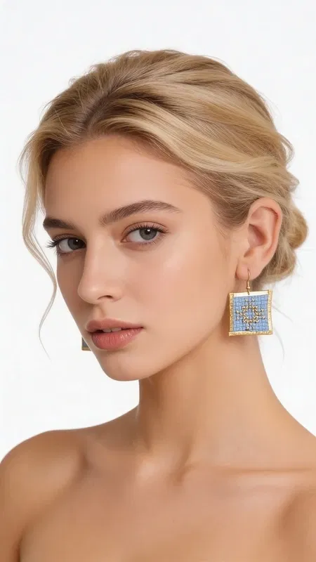 Τα statement σκουλαρίκια με κεντητά γεωμετρικά σχέδια σε γαλάζιο χρώμα θα γίνουν το αγαπημένο σας αξεσουάρ για κάθε ιδιαίτερη περίσταση. Σχεδιασμένα από την Ελληνίδα Σχεδιάστρια Κοσμημάτων Αικατερίνη Χαλκιαδάκη, αυτά τα εντυπωσιακά χειροποίητα σκουλαρίκια συνδυάζουν την παραδοσιακή τέχνη του κεντήματος με σύγχρονο design.
Η χρυσοκλωστή σε απαλό γαλάζιο χρώμα δημιουργεί ένα μοναδικό γεωμετρικό μοτίβο που προσθέτει κομψότητα και στυλ σε κάθε εμφάνιση. Τα κεντητά σκουλαρίκια έχουν τετράγωνο σχήμα και μεσαίο μέγεθος, ιδανικό για να κάνουν statement χωρίς να είναι υπερβολικά βαριά. Η λεπτομερής χειροτεχνία και το folklore design τους κάνουν ιδιαίτερα για βραδινές εξόδους, ειδικές εκδηλώσεις ή ακόμα και για γαμήλιες εμφανίσεις. Συντηρήστε τα σκουλαρίκια σας αποθηκεύοντάς τα σε στεγνό μέρος και αποφεύγοντας την επαφή με νερό ή χημικά προϊόντα για να διατηρήσουν το χρώμα τους.