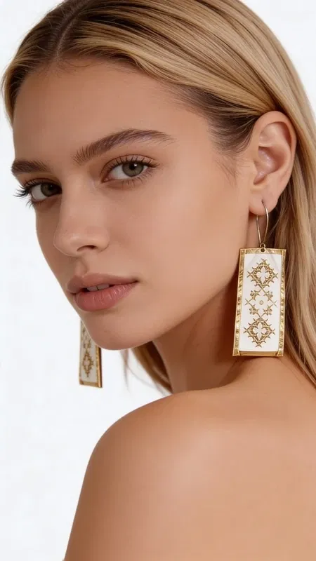 , Αυτά τα εντυπωσιακά statement σκουλαρίκια κεντητά με χρυσοκλωστή συνδυάζουν την παραδοσιακή τέχνη του κεντήματος με τη σύγχρονη αισθητική. Σχεδιασμένα από την Ελληνίδα Σχεδιάστρια Κοσμημάτων Αικατερίνη Χαλκιαδάκη, αυτά τα χειροποίητα σκουλαρίκια διακοσμούνται με γεωμετρικά μοτίβα σε λευκή βάση που δημιουργούν μια κομψή και διαχρονική εμφάνιση.
Τα κρεμαστά σκουλαρίκια χαρακτηρίζονται από τη λεπτομερή χρυσή κεντητή διακόσμηση που σχηματίζει ρομβοειδή σχέδια, προσφέροντας μια μοναδική υφή και όγκο. Η λευκή βάση δημιουργεί την τέλεια αντίθεση με τις χρυσές λεπτομέρεις, ενώ το ορθογώνιο σχήμα τους τα καθιστά ιδανικά για κάθε περίσταση.
Αυτά τα μοντέρνα κεντητά σκουλαρίκια είναι η τέλεια επιλογή για γυναίκες που αγαπούν τα εντυπωσιακά κοσμήματα με παραδοσιακά στοιχεία. Συνδυάζονται αρμονικά με κλασικά και σύγχρονα outfit, προσθέτοντας μια νότα κομψότητας και πρωτοτυπίας. Φυλάσσετε σε στεγνό μέρος και καθαρίζετε απαλά με στεγνό πανί.