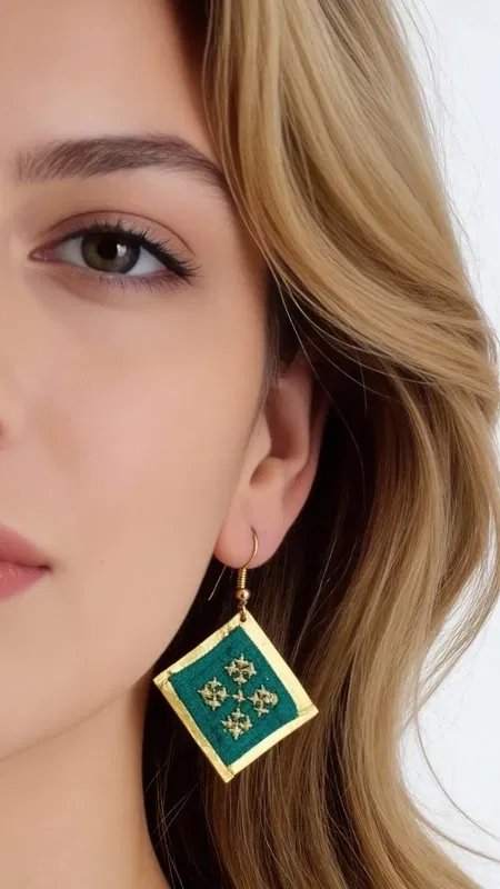 , Ανακαλύψτε τη μαγεία των κεντητών σκουλαρικιών statement με γεωμετρικά σχέδια που μετατρέπουν κάθε εμφάνιση σε εντυπωσιακή. Αυτά τα μοναδικά χειροποίητα σκουλαρίκια, σχεδιασμένα από την Ελληνίδα Σχεδιάστρια Κοσμημάτων Αικατερίνη Χαλκιαδάκη, διαθέτουν πλούσιο πράσινο χρώμα και χρυσή κλωστή που δημιουργούν ένα εκθαμβωτικό contrast.
Κάθε σκουλαρίκι είναι προσεκτικά κεντημένο με χρυσοκλωστή, δημιουργώντας γεωμετρικά μοτίβα που θυμίζουν την παραδοσιακή ελληνική τέχνη με σύγχρονη αισθητική. Ο συνδυασμός του έντονου πράσινου με τις χρυσές λεπτομέρειες προσφέρει μια κομψή εμφάνιση που ταιριάζει τόσο στην καθημερινότητα όσο και σε ειδικές περιστάσεις.
Αυτά τα statement σκουλαρίκια είναι ιδανικά για γυναίκες που θέλουν να ξεχωρίζουν με στιλ και αυτοπεποίθηση. Το μοναδικό folklore design τους τα καθιστά τέλειο επιλογή για γάμους, βραδινές εξόδους ή κάθε στιγμή που θέλετε να νιώσετε ξεχωριστή.
Φροντίστε τα απαλά με μαλακό πανί και αποθηκεύστε τα σε στεγνό μέρος για να διατηρήσουν τη λάμψη τους.