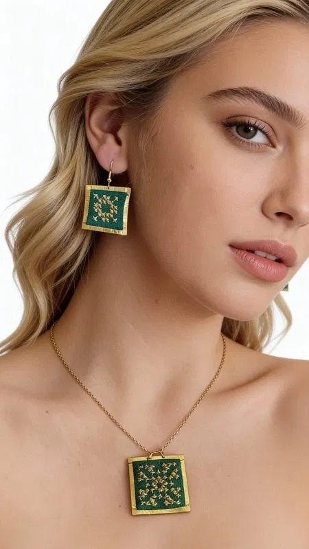 , Εντυπωσιακά statement σκουλαρίκια κεντητά με χρυσοκλωστή που συνδυάζουν τη μοναδική αισθητική του ελληνικού folklore με τη μοντέρνα κομψότητα. Αυτά τα χειροποίητα κοσμήματα σχεδιασμένα από την Ελληνίδα Σχεδιάστρια Κοσμημάτων Αικατερίνη Χαλκιαδάκη παρουσιάζουν ένα μαγευτικό τετράγωνο σχήμα σε έντονο πράσινο χρώμα με χρυσά κεντήματα που σχηματίζουν γεωμετρικά μοτίβα.
Τα κεντητά σκουλαρίκια διαθέτουν λεπτομερή χειροτεχνία με χρυσοκλωστή που δημιουργεί εκλεπτυσμένα σχέδια πάνω σε πράσινη βάση. Το κεντητό ύφασμα περιβάλλεται από χρυσό πλαίσιο που προσδίδει πολυτελή εμφάνιση, ενώ το μέγεθός τους τα καθιστά ιδανικά για statement εμφανίσεις. Είναι τέλεια για γαμήλιες εκδηλώσεις, ειδικές περιστάσεις ή όταν θέλετε να προσθέσετε μια εντυπωσιακή πινελιά στο καθημερινό σας στυλ.
Φροντίστε τα κεντητά σκουλαρίκια σας αποφεύγοντας την επαφή με νερό και αποθηκεύοντάς τα σε στεγνό μέρος για να διατηρήσουν την ομορφιά τους.
